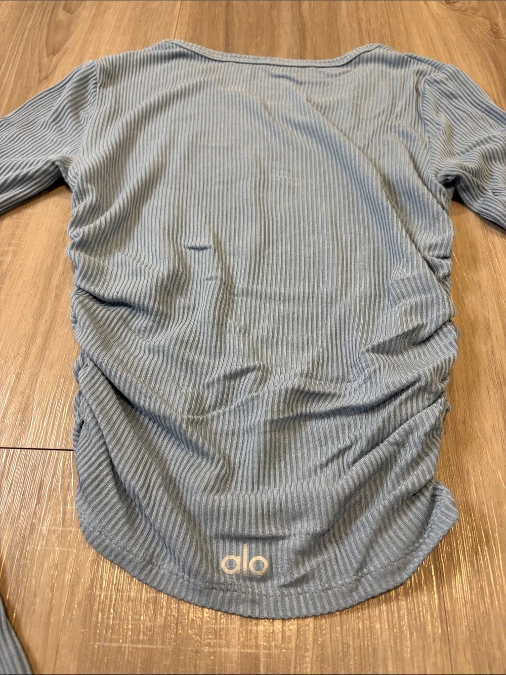 Alo Yoga Gather Long Sleeve in Light Blue Gray